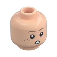 Tête de minifigurine Anakin Skywalker, sourcils beige foncés, fronces, bouche ouverte sourire / motif imprimé surpris (Minifig Head Anakin Skywalker, Dark Tan Eyebrows, Freckles, Open Mouth Smile / Surprised Print)