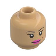 Tête de minifigurine Madame Malkin, lèvres roses foncées, sourire sévère/ouverture de la bouche heureuse (Minifig Head Madam Malkin, Dark Pink Lips, Stern Smile/Open Mouth Happy)