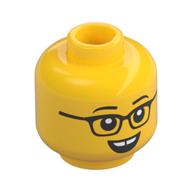 Tête de minifigurine, sourcils, lunettes, sourire bouche ouverte, Gap in Dents / Motif imprimé agacé (Minifig Head, Eyebrows, Glasses, Open Mouth Smile, Gap in Teeth / Annoyed Print)