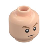 Lien de tête figurine, sourcils de nougat moyen arqué, motif imprimé air sévère / excité (Minifig Head Link, Medium Nougat Eyebrows Arched, Stern / Excited Print)