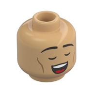 Tête de minifigurine Barde d'elfe, Sourcils noirs, Sourire lopside/yeux fermés, chant à la bouche ouverte (Minifig Head Elf Bard, Black Eyebrows, Lopsided Smile/Closed Eyes, Open Mouth Singing)