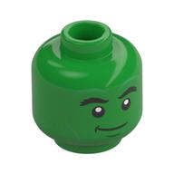 Coque de tête minifigurine, épais sourcils noirs, lignes vert foncé, barbe naissante, sourire / dents en colère (Minifig Head Hulk, Thick Black Eyebrows, Dark Green Lines, Stubbled Beard, Smile/Angry Teeth)