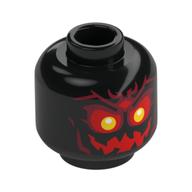 Tête de minifigurine Démon de feu, Yeux blancs/jaunes, Fard à paupières rouge, Bouche, Formes (Minifig Head Fire Demon, White/Yellow Eyes, Red Eyeshadow, Mouth, Shapes)