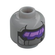 Tête de minifigurine Soldat Hydra, visière pourpre foncé et argentée, lavande shine, bracelet argent (Minifig Head Hydra Trooper, Dark Purple/Silver Visor, Lavender Shine, Silver Strap)