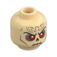 Tête de minifigurine Szass Tam, Sourcils noirs, Yeux rouges, Marquages dorés, Froncement (Minifig Head Szass Tam, Black Eyebrows, Red Eyes, Gold Markings, Frown)