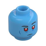 Tête de minifigurine amiral thrawn, yeux rouges, lignes de joue bleues, avec bouche fermée neutre / dents serrées en colère imprimé (Minifig Head Admiral Thrawn, Red Eyes, Blue Cheek Lines, with Neutral Closed Mouth / Angry Clenched Teeth Print)