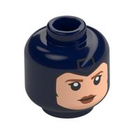 Tête de minifigurine Jean Gris, visage nougat clair, sourcils nougat, Lops, motif : expression neutre / regard menaçant (Minifig Head Jean Grey, Light Nougat Face, Nougat Eyebrows, Lops, Neutral/Scowl Print)