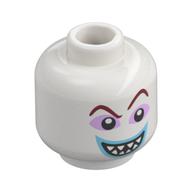 Tête de minifigurine Verrou, sourcils rouge foncé, Fard à paupières lavande, lèvres azur foncé, Dents pointues, sourire / surpris (Minifig Head Lock, Dark Red Eyebrows, Lavender Eyeshadow, Dark Azure Lips, Sharp Teeth, Smile/Surprised)