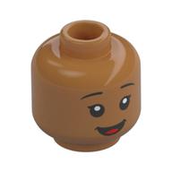 Tête de minifigurine Lilo, sourcils fins noirs, bouche ouverte Sourire/langue sortante (Minifig Head Lilo, Thin Black Eyebrows, Open Mouth Smile/Tongue Sticking Out)