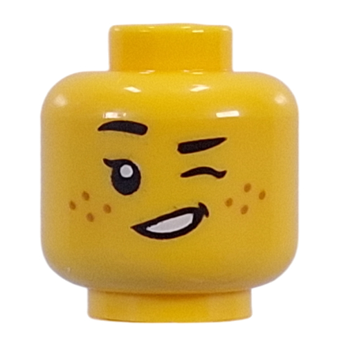 Taches de rousseur tête minifigurine, sourire bouche ouverte / clin d'œil (Minifig Head Freckles, Open Mouth Smile / Wink)