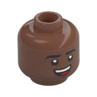 Tête de minifigurine Miles Morales, sourcils, sourire bouche ouverte / motif imprimé confus (Minifig Head Miles Morales, Eyebrows, Open Mouth Smile / Confused Print)