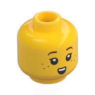 Tête de minifigurine, Sourcils orange foncé, taches de rousseur, bouche ouverte (Minifig Head, Dark Orange Eyebrows, Freckles, Open Mouth Happy)