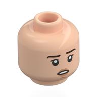Tête de minifigurine Nancy Wheeler, Sourcils bruns foncés, Inquiet / confus (Minifig Head Nancy Wheeler, Dark Brown Eyebrows, Worried / Confused)