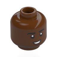 Tête de minifigurine Lucas Sinclair, Sourcils noirs, bouche ouverte Sourire tordu (Minifig Head Lucas Sinclair, Black Eyebrows, Open Mouth Crooked Smile / Scowl)