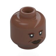Tête de minifigurine Guinan, sourcils brun rougeâtre, lèvres, rides, sourire, bouche ouverte / bouche fermée (Minifig Head Guinan, Reddish Brown Eyebrows, Lips, Wrinkles, Smile, Open Mouth / Closed Mouth)