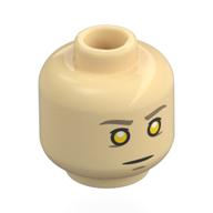 Tête de minifigurine Données, sourcils beige foncé, yeux dorés, expression neutre / sourcil levé (Minifig Head Data, Dark Tan Eyebrows, Gold Eyes, Neutral / Raised Eyebrow)
