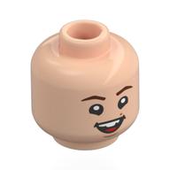 Tête de minifigurine Lawrence "Chunk" Cohen, sourcils bruns rougeâtres, bouche ouverte, dents irrégulières, sourire moyen / effrayé (Minifig Head Lawrence "Chunk" Cohen, Reddish Brown Eyebrows, Open Mouth, Irregular Teeth, Mean Smile / Scared)