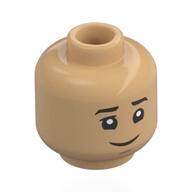Tête de minifigurine Richard "Data" Wang, sourcils noirs, bouche ouverte surprise / heureuse (Minifig Head Richard "Data" Wang, Black Eyebrows, Open Mouth Surprised / Happy)