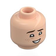 Tête de minifigurine clark "Mouth" devereaux, sourcils brun foncé, sourcils levés, taches de rousseur, sourire déséquilibré / langue sortant (Minifig Head Clark "Mouth" Devereaux, Dark Brown Eyebrows, Raised Eyebrow, Freckles, Lopsided Smile / Tongue Sticking Out)