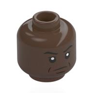 Tête de minifigurine Sourcils, plis brun foncé, motif imprimé froncé (Minifig Head Eyebrows, Dark Brown Creases, Frown Print)