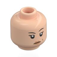 Tête de minifigurine Sourcils noirs, lèvres pêche, motif imprimé sévère Stare (Minifig Head Black Eyebrows, Peach Lips, Stern Stare Print)