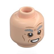 Tête de minifigurine sim aloo, sourcils nougat clair, rides de nougat, sourire grincheux / bouche ouverte (Minifig Head Sim Aloo, Light Nougat Eyebrows, Nougat Wrinkles, Grumpy / Open Mouth Smile)
