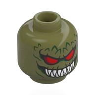 Figurine tueur de tête croc, écailles vert foncé, yeux rouges, grand bouche, dents blanches acérées (Minifig Head Killer Croc, Dark Green Scales, Red Eyes, Wide Mouth, Sharp White Teeth)