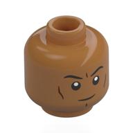 Tête de minifigurine, sourcils, lignes brun rougeâtre, motif imprimé de regard en colère (Minifig Head, Eyebrows, Reddish Brown Lines, Angry Stare Print)
