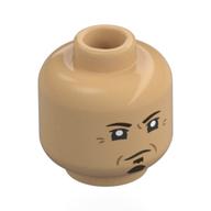 Tête de minifigurine marty, sourcils noirs, bouc mince, sourire déséquilibré (Minifig Head Marty, Black Eyebrows, Thin Goatee, Lopsided Smirk)