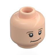Tête de minifigurine Augustus Gloop, sourcils beige foncé, sourire neutre / joues joufflues, tache de chocolat brun rougeâtre (Minifig Head Augustus Gloop, Dark Tan Eyebrows, Neutral Smile / Chubby Cheeks, Reddish Brown Chocolate Stain)