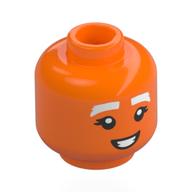 Tête de minifigurine Oompa Loompa, personnage féminin, sourcils blancs, Sourire lopside / Sourire bouche ouverte (Minifig Head Oompa Loompa, Female, White Eyebrows, Lopsided Smile / Open Mouth Smile)