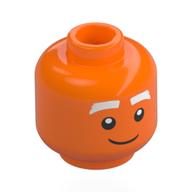 Tête de minifigurine oompa loompa, personnage masculin, sourcils blancs, regard neutre / froncement de sourcils (Minifig Head Oompa Loompa, Male, White Eyebrows, Neutral Stare / Frown)