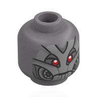 Tête de minifigurine Ultron, Tête de droïde, Placage d'armure, yeux rouges (Minifig Head Ultron, Droid Head, Armor Plating, Red Eyes)