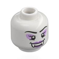 Tête de minifigurine, vampire, Crocs, sourcils noirs, Fard à paupières lavande, Yeux noirs / Fard à paupières rose vif, yeux rouges, bouche ouverte (Minifig Head, Vampire, Fangs, Black Eyebrows, Lavender Eyeshadow, Black Eyes / Bright Pink Eyeshadow, Red Eyes, Open Mouth)