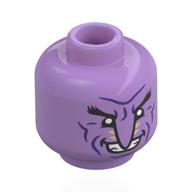 Tête de minifigurine Arlong, sourcils noirs, long nez pointu, lignes violet foncé, bouche fermée / bouche ouverte sourire (Minifig Head Arlong, Black Eyebrows, Long Pointy Nose, Dark Purple Lines, Closed Mouth / Open Mouth Grin)