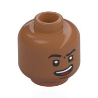 Tête de minifigurine Usopp, sourcils noirs, sourire bouche ouverte / sourire en colère (Minifig Head Usopp, Black Eyebrows, Open Mouth Smirk / Angry Grin)