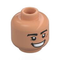 Tête de minifigurine luffy, épais sourcils noirs, cicatrice de nougat, bouche ouverte signifie sourire (Minifig Head Luffy, Thick Black Eyebrows, Nougat Scar, Open Mouth Mean Smile)