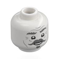 Tête de minifigurine presque sans tête entaille, épais sourcils gris bleuâtre foncé, moustache, bouc, sourire/confus (Minifig Head Nearly Headless Nick, Thick Dark Bluish Grey Eyebrows, Moustache, Goatee, Smile/Confused)