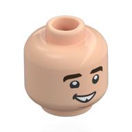 Tête de minifigurine Neville Londubat, sourcils brun foncé, Dent Gap, sourire bouche ouverte / effrayé (Minifig Head Neville Longbottom, Dark Brown Eyebrows, Tooth Gap, Open Mouth Smile / Scared)