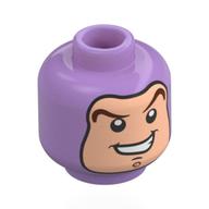 Minifigurine head buzz Année-lumière, baclava, visage de nougat clair, sourcils brun foncé, fossette du menton, grand sourire (Minifig Head Buzz Lightyear, Baclava, Light Nougat Face, Dark Brown Eyebrows, Chin Dimple, Big Grin)