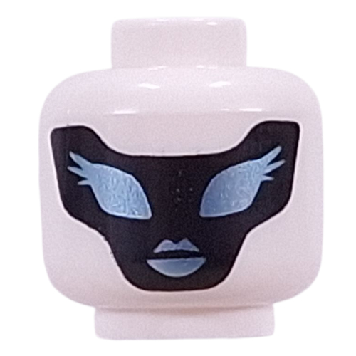 Tête de minifigurine Un, masque noir, yeux bleu métal, bouche (Minifig Head One, Black Facemask, Metal Blue Eyes, Mouth)