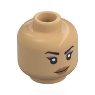 Tête de minifigurine bougie, sourcils noirs, lèvres nougat, sourire / regard menaçant (Minifig Head Sparkplug, Black Eyebrows, Nougat Lips, Smile/Angry Scowl)