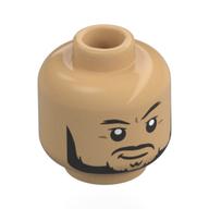 Tête de minifigurine roseaux / mr. fantastique, sourcils noirs, barbe, moustache, sourire sourire / bouche ouverte (Minifig Head Reed Richards / Mr. Fantastic, Black Eyebrows, Beard, Moustache, Smirk/Open Mouth Smile)