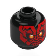 Tête de minifigurine Dark Maul, visage rouge, yeux jaunes motif imprimé (Minifig Head Darth Maul, Red Face, Yellow Eyes Print)