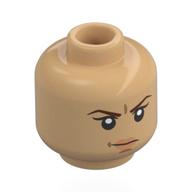 Tête de minifigurine Suki, sourcils brun foncé, air renfrogné / bouche ouverte (Minifig Head Suki, Dark Brown Eyebrows, Frown / Open Mouth)
