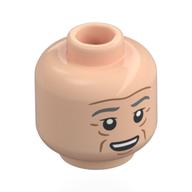 Tête de minifigurine Bilbon Sacquet, Sourcils gris bleuâtre clair, rides, bouche ouverte (Minifig Head Bilbo Baggins, Light Bluish Grey Eyebrows, Wrinkles, Open Mouth Stare / Smirk, Raised Eyebrow)