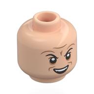 Tête de minifigurine Sméagol, sourcils fins noirs, sourire bouche fermée / en colère, Dents (Minifig Head Sméagol, Thin Black Eyebrows, Closed Mouth Smile / Angry, Teeth)