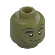 Tête de minifigurine Hulk, lignes vert foncé, ours en peluche, grognement en colère / grognement lobsidé (Minifig Head Hulk, Dark Green Lines, Stubbles Bears, Angry Growl / Lobsided Grin)