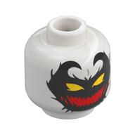 Tête de minifigurine Anti-venin, visage noir, Cornes, yeux jaunes, Grande bouche rouge, Formes de dents noires (Minifig Head Anti-Venom, Black Face, Horns, Yellow Eyes, Big Red Mouth, Black Teeth Shapes)