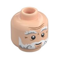 Minifigurine professeur en chef filius flitwick, sourcils blanc et gris bleuté foncé, rides beige foncé, motif imprimé barbe blanche (Minifig Head Professor Filius Flitwick, White and Dark Bluish Grey Eyebrows, Dark Tan Wrinkles, White Beard Print)